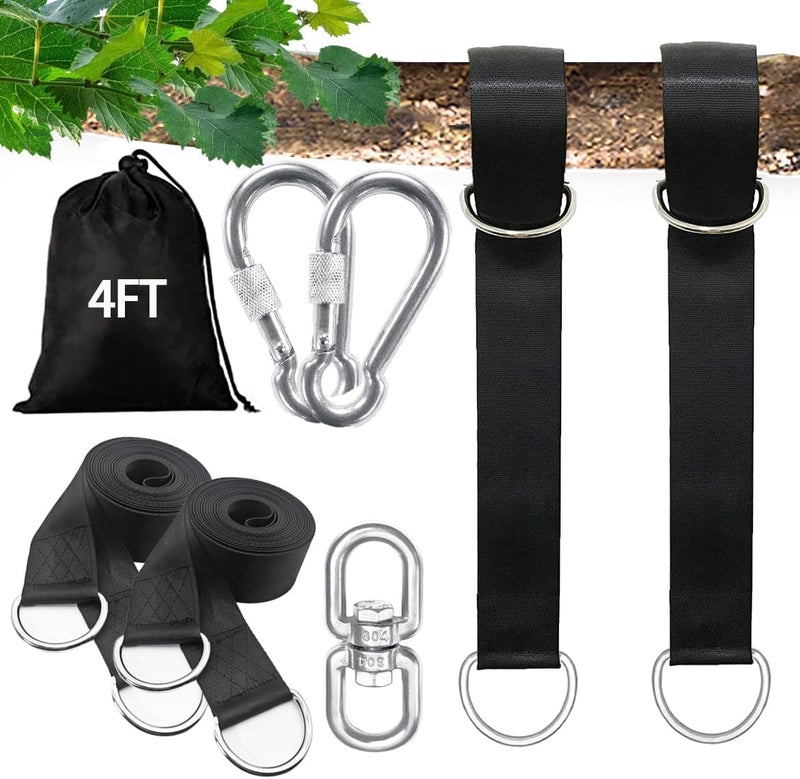 igolfluck Tree Swing Straps Hanging Kit 4FT/8FT/15FT/20FT/25FT, Extra Long Tree Swing Straps Holds 5500 lbs with Lock Carabiners & Tree Protectors, Safer for All Swing & Hammock (4FT) - Image 1
